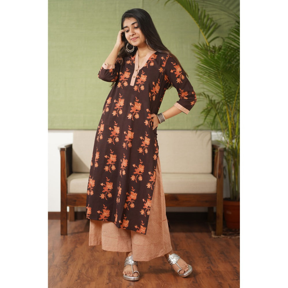 The Indian Ethnic Co. Avi Ajrakh Dabu Cotton Kurta