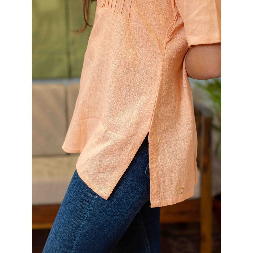 The Indian Ethnic Co. Peach Organic Handwoven Cotton Tunic