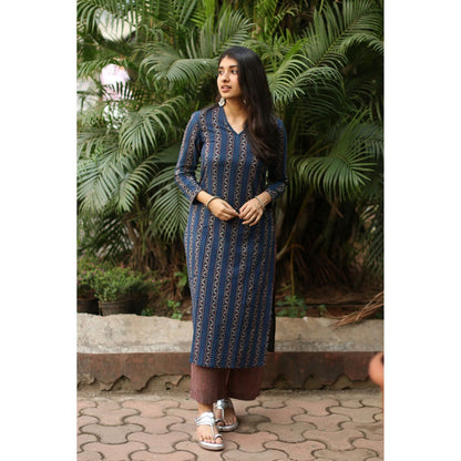 The Indian Ethnic Co. Ambi Ajrakh Indigo Natural Dyed Kurta