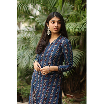 The Indian Ethnic Co. Ambi Ajrakh Indigo Natural Dyed Kurta