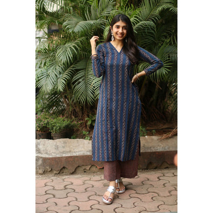 The Indian Ethnic Co. Ambi Ajrakh Indigo Natural Dyed Kurta