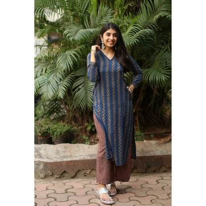 The Indian Ethnic Co. Ambi Ajrakh Indigo Natural Dyed Kurta