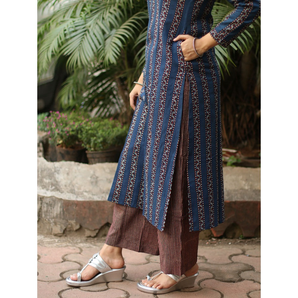 The Indian Ethnic Co. Ambi Ajrakh Indigo Natural Dyed Kurta