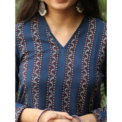 The Indian Ethnic Co. Ambi Ajrakh Indigo Natural Dyed Kurta