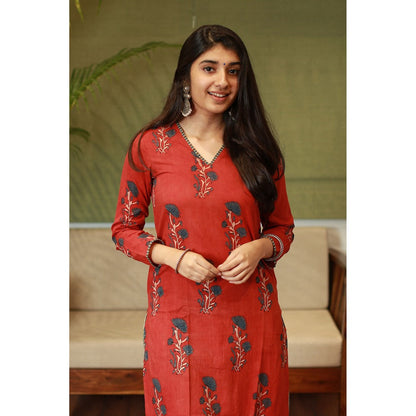 The Indian Ethnic Co. Nargis Ajrakh Madder Natural Dyed Kurta