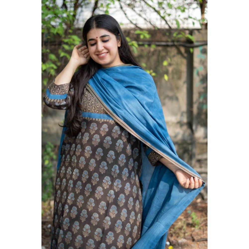 The Indian Ethnic Co. Tahira Dahlia Ajrakh Patchwork Kurta
