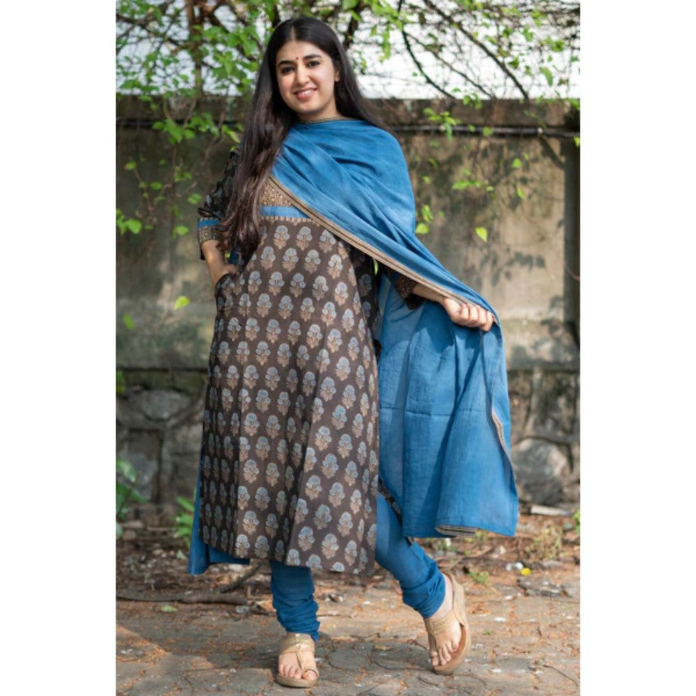 The Indian Ethnic Co. Tahira Dahlia Ajrakh Patchwork Kurta