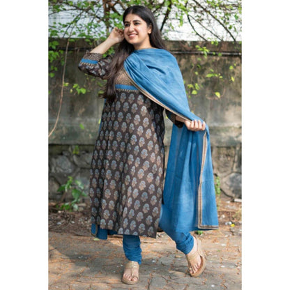 The Indian Ethnic Co. Tahira Dahlia Ajrakh Patchwork Kurta