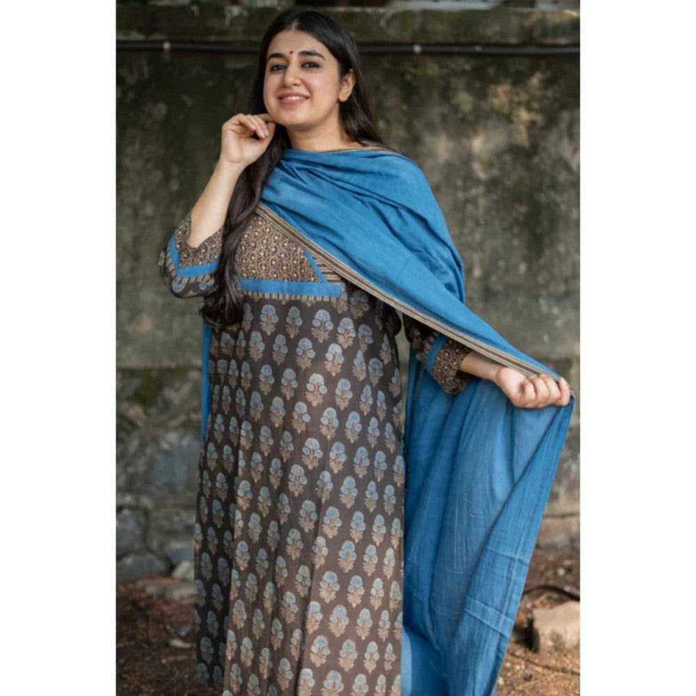 The Indian Ethnic Co. Tahira Dahlia Ajrakh Patchwork Kurta