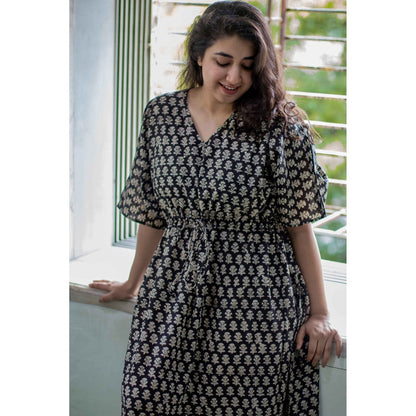 The Indian Ethnic Co. Aqsa Block Printed Cotton Kaftan
