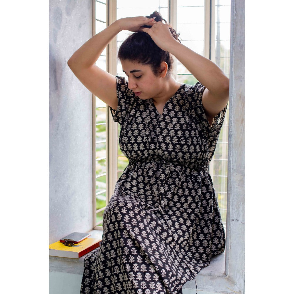 The Indian Ethnic Co. Aqsa Block Printed Cotton Kaftan