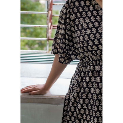 The Indian Ethnic Co. Aqsa Block Printed Cotton Kaftan