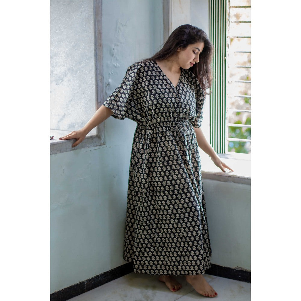 The Indian Ethnic Co. Aqsa Block Printed Cotton Kaftan