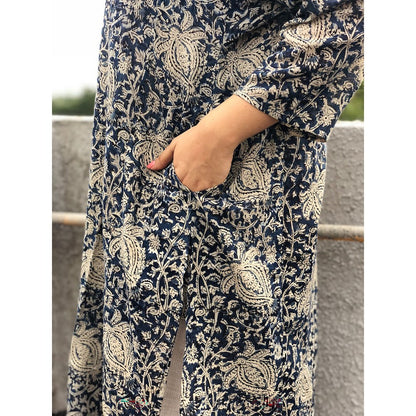 The Indian Ethnic Co. Indigo Kalamkari Kurta