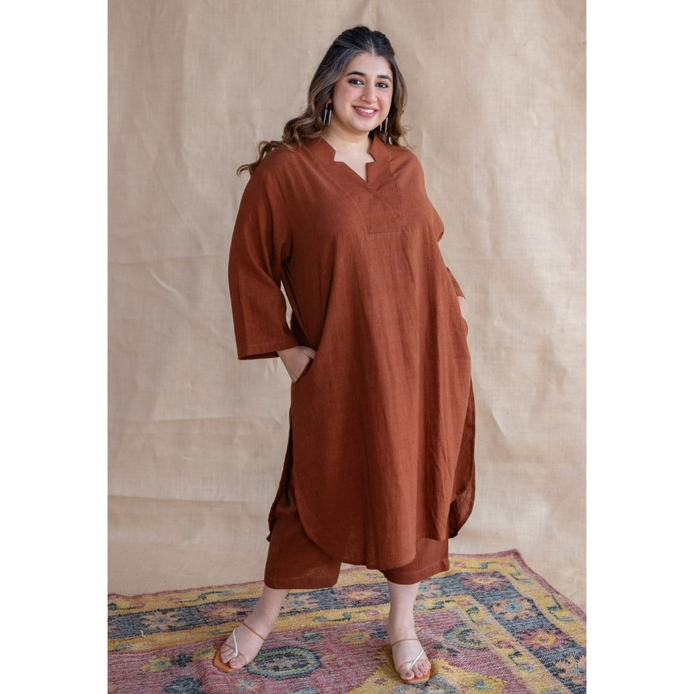The Indian Ethnic Co. Tieco Dyeverse - Brown Kala Cotton Co-Ords (Set of 2)