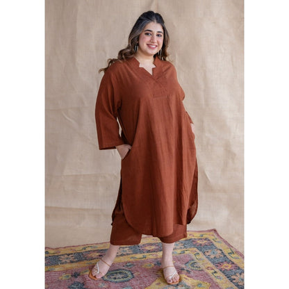 The Indian Ethnic Co. Tieco Dyeverse - Brown Kala Cotton Co-Ords (Set of 2)