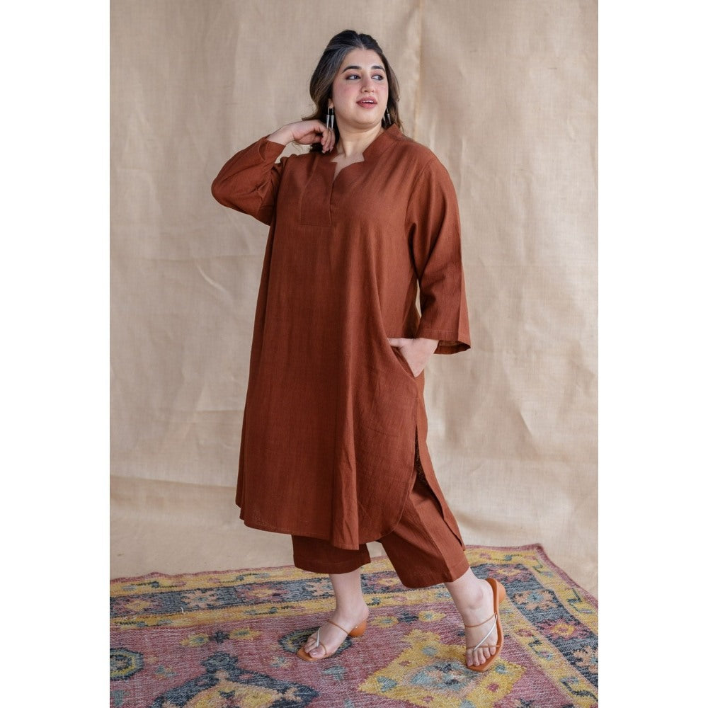 The Indian Ethnic Co. Tieco Dyeverse - Brown Kala Cotton Co-Ords (Set of 2)