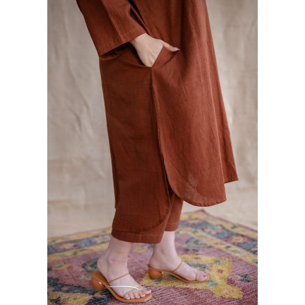 The Indian Ethnic Co. Tieco Dyeverse - Brown Kala Cotton Co-Ords (Set of 2)