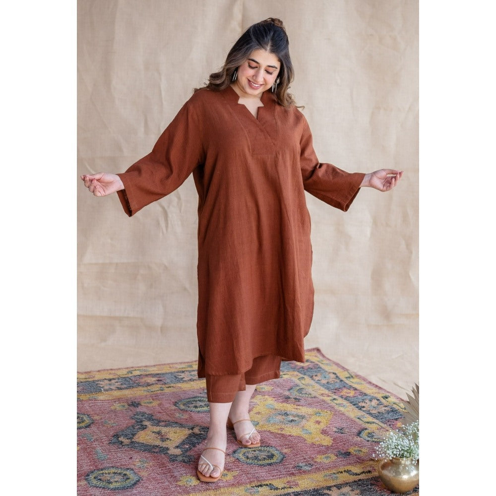 The Indian Ethnic Co. Tieco Dyeverse - Brown Kala Cotton Co-Ords (Set of 2)