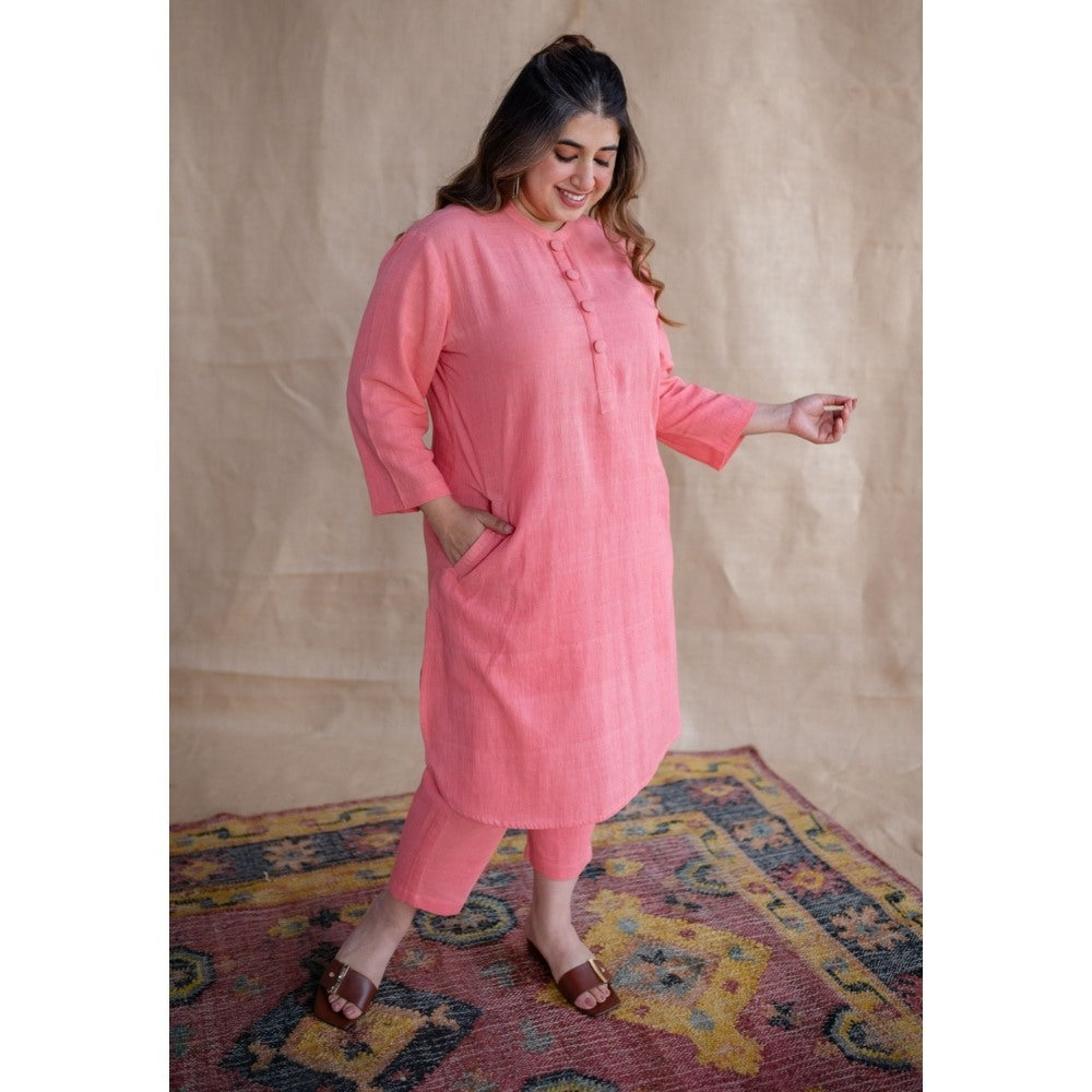The Indian Ethnic Co. Tieco Dyeverse - Peach Kala Cotton Co-Ords (Set of 2)