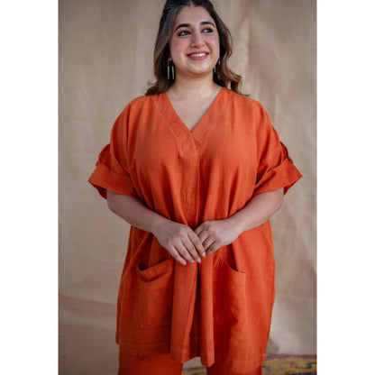 The Indian Ethnic Co. Tieco Dyeverse - Rust Orange Kala Cotton Co-Ords (Set of 2)
