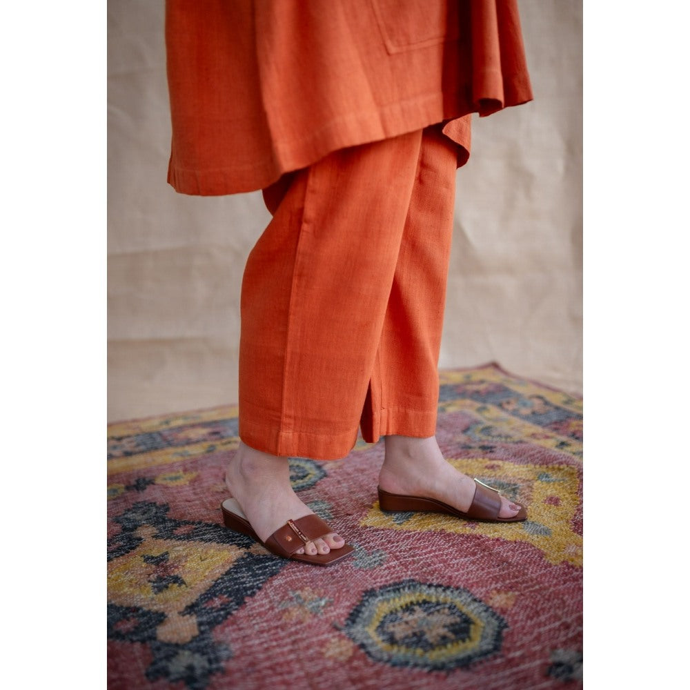 The Indian Ethnic Co. Tieco Dyeverse - Rust Orange Kala Cotton Co-Ords (Set of 2)