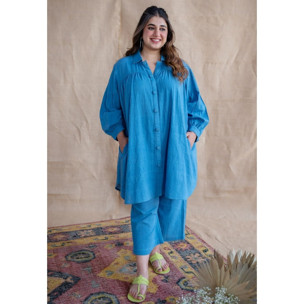 The Indian Ethnic Co. Tieco Dyeverse - Blue Kala Cotton Co-Ords (Set of 2)