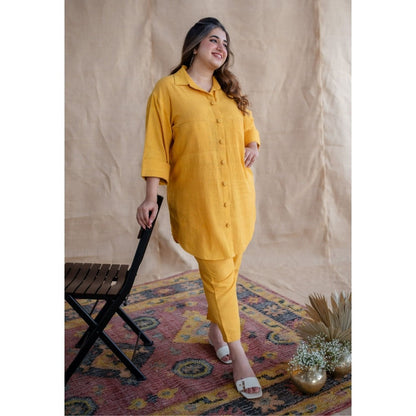 The Indian Ethnic Co. Tieco Dyeverse - Yellow Kala Cotton Co-Ords (Set of 2)