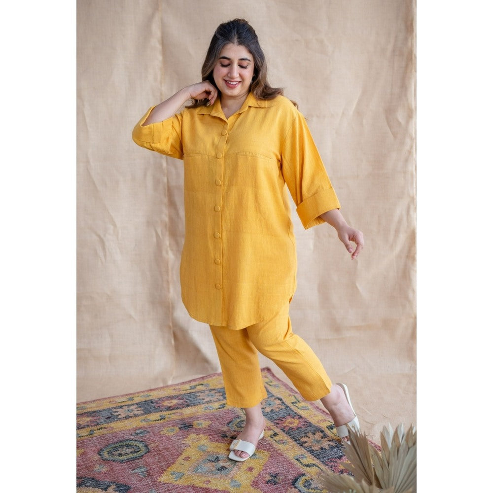 The Indian Ethnic Co. Tieco Dyeverse - Yellow Kala Cotton Co-Ords (Set of 2)