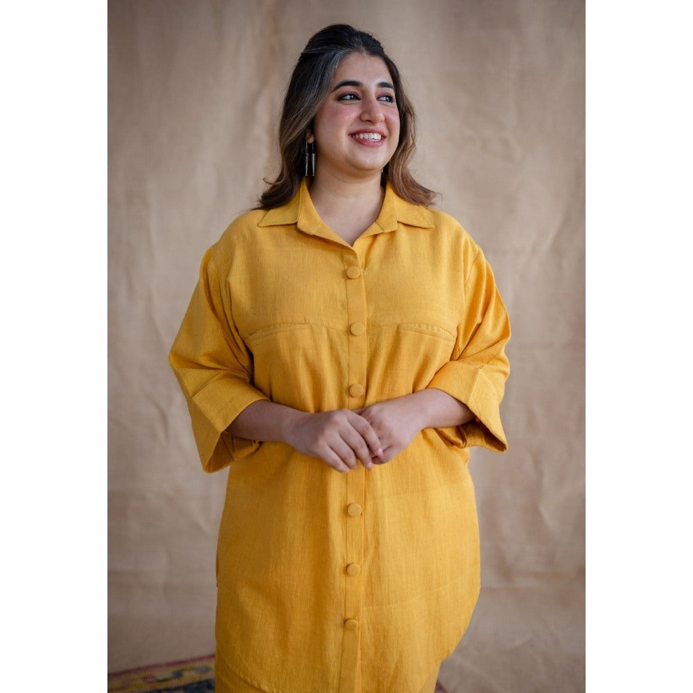 The Indian Ethnic Co. Tieco Dyeverse - Yellow Kala Cotton Co-Ords (Set of 2)