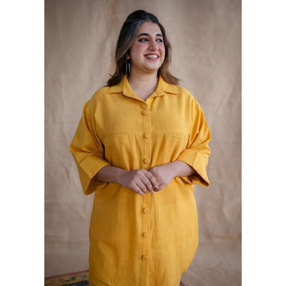 The Indian Ethnic Co. Tieco Dyeverse - Yellow Kala Cotton Co-Ords (Set of 2)