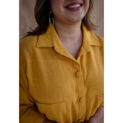 The Indian Ethnic Co. Tieco Dyeverse - Yellow Kala Cotton Co-Ords (Set of 2)