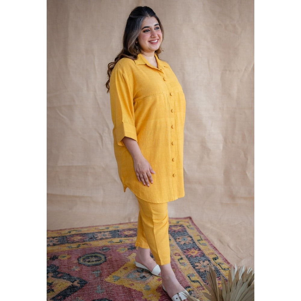 The Indian Ethnic Co. Tieco Dyeverse - Yellow Kala Cotton Co-Ords (Set of 2)