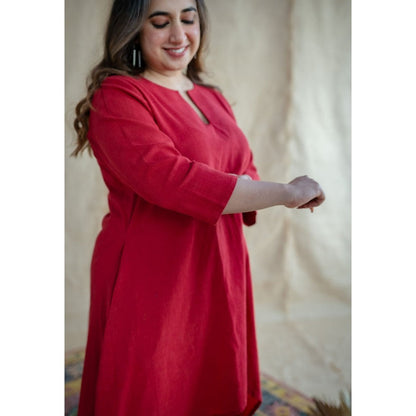 The Indian Ethnic Co. Tieco Dyeverse - Natural Dyed Red Slub Cotton Co-Ords (Set of 2)