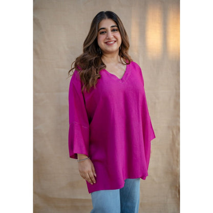 The Indian Ethnic Co. Tieco Dyeverse - Pink Tussar Viscose Top