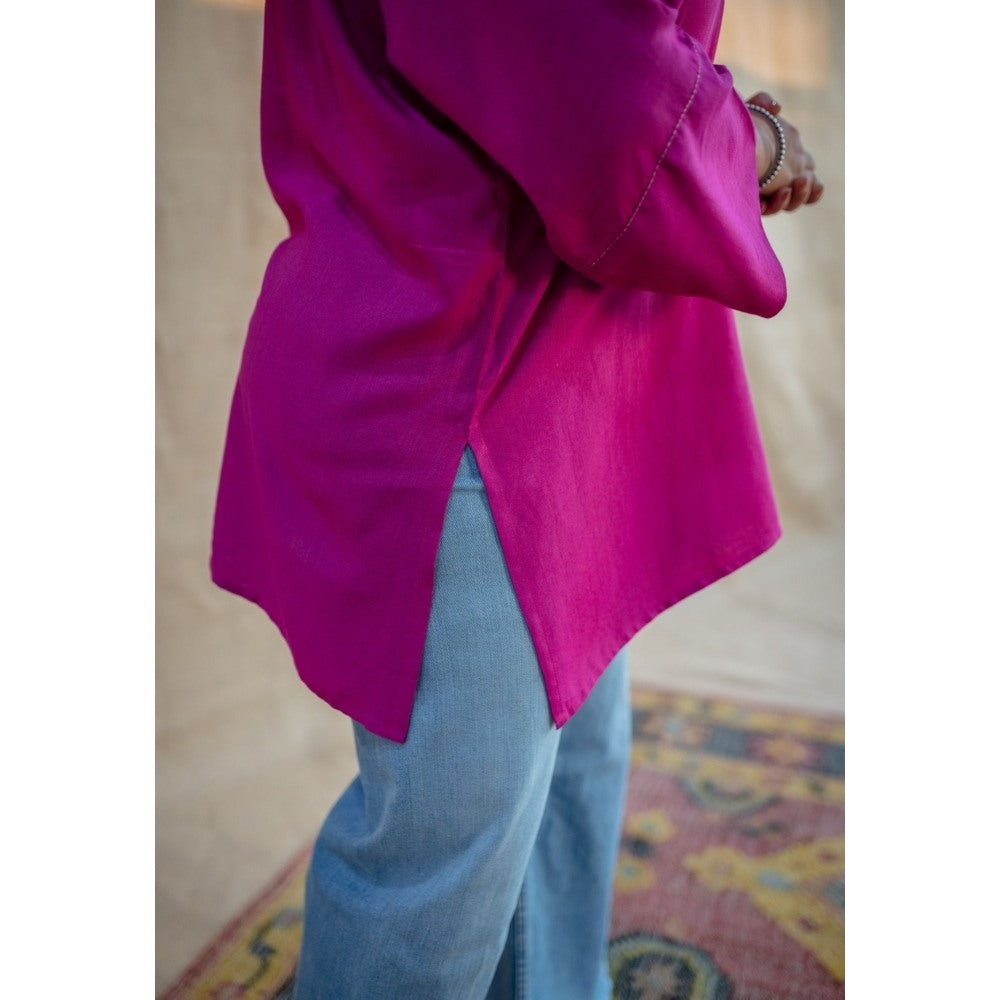 The Indian Ethnic Co. Tieco Dyeverse - Pink Tussar Viscose Top