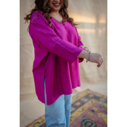 The Indian Ethnic Co. Tieco Dyeverse - Pink Tussar Viscose Top