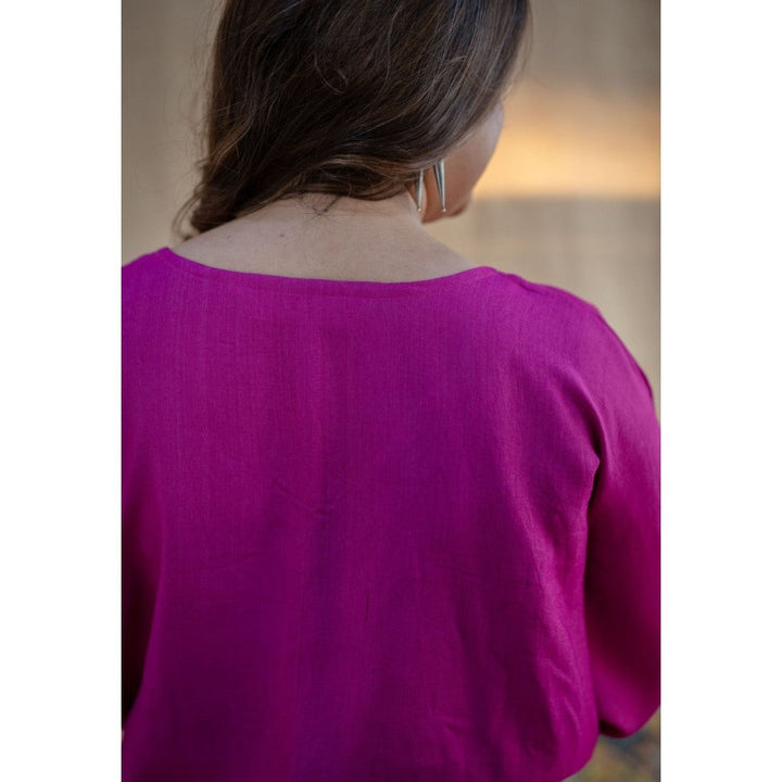 The Indian Ethnic Co. Tieco Dyeverse - Pink Tussar Viscose Top