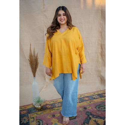 The Indian Ethnic Co. Tieco Dyeverse - Yellow Tussar Viscose Top