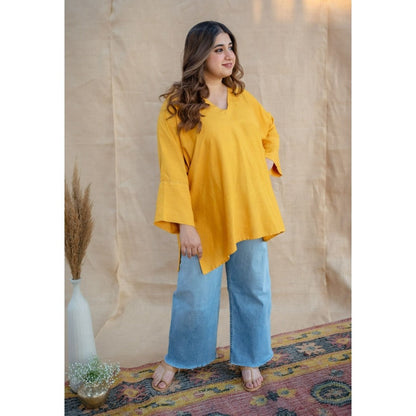 The Indian Ethnic Co. Tieco Dyeverse - Yellow Tussar Viscose Top