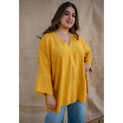 The Indian Ethnic Co. Tieco Dyeverse - Yellow Tussar Viscose Top