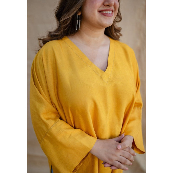The Indian Ethnic Co. Tieco Dyeverse - Yellow Tussar Viscose Top