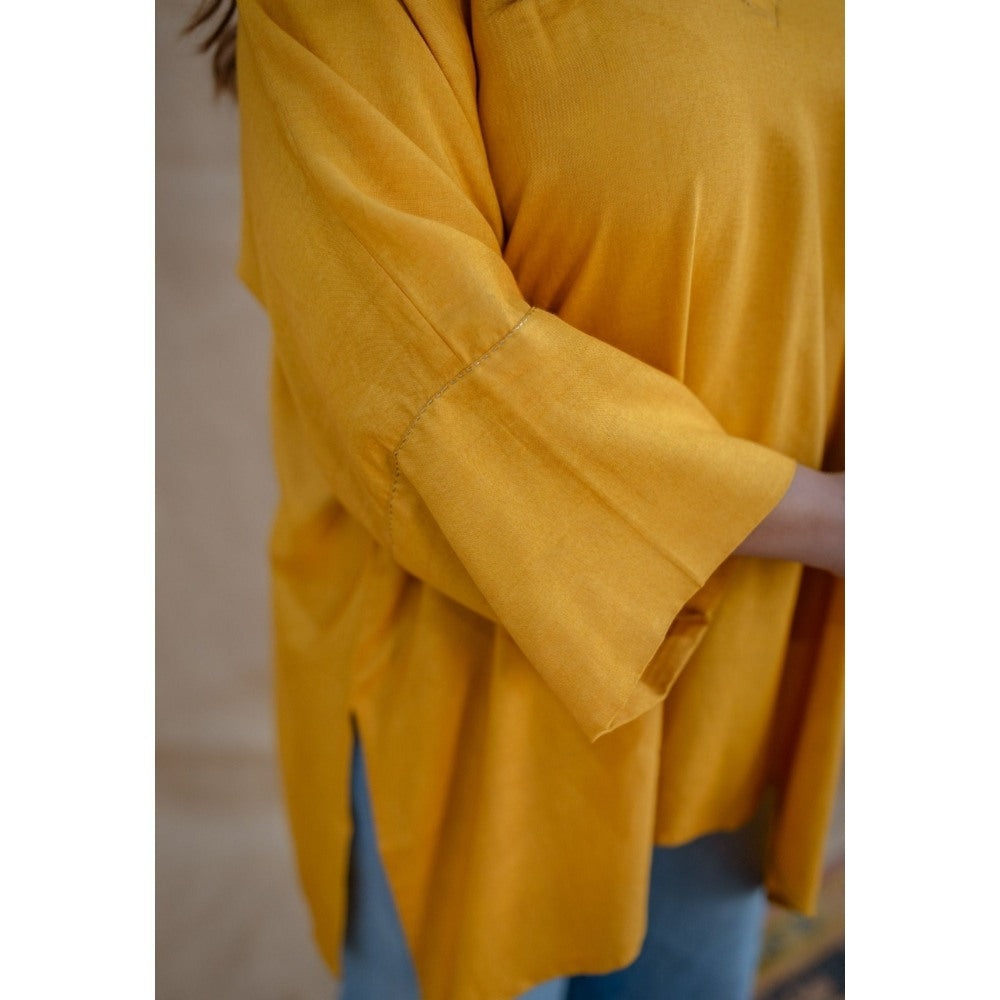 The Indian Ethnic Co. Tieco Dyeverse - Yellow Tussar Viscose Top