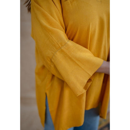 The Indian Ethnic Co. Tieco Dyeverse - Yellow Tussar Viscose Top