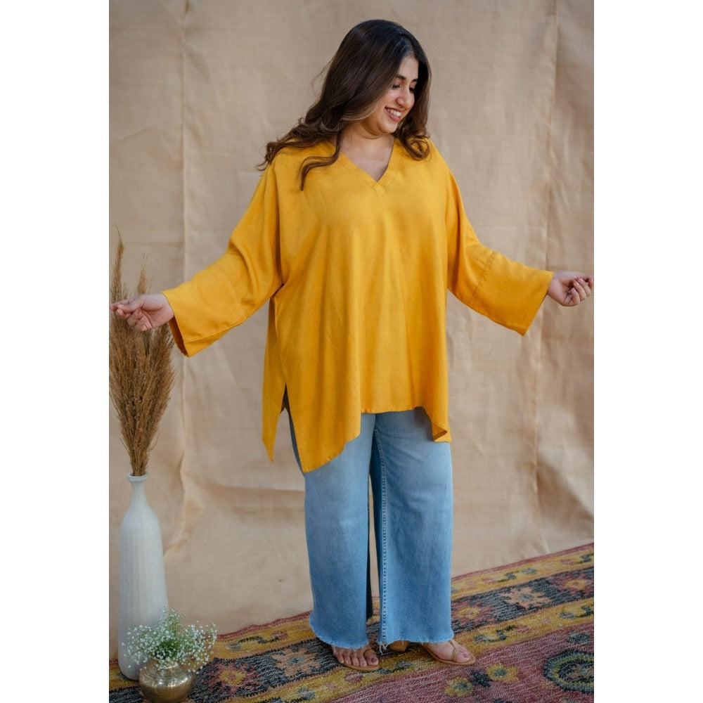 The Indian Ethnic Co. Tieco Dyeverse - Yellow Tussar Viscose Top