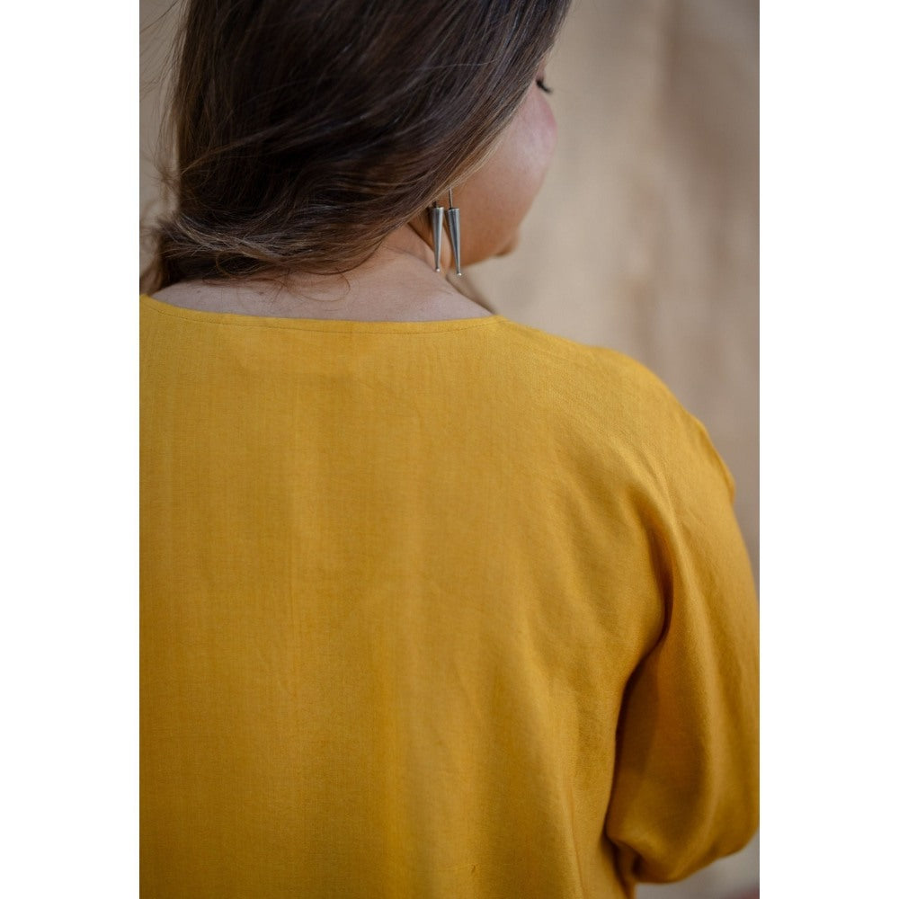 The Indian Ethnic Co. Tieco Dyeverse - Yellow Tussar Viscose Top