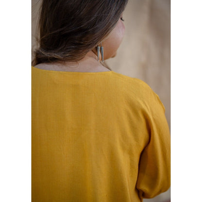 The Indian Ethnic Co. Tieco Dyeverse - Yellow Tussar Viscose Top