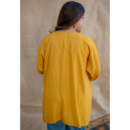 The Indian Ethnic Co. Tieco Dyeverse - Yellow Tussar Viscose Top