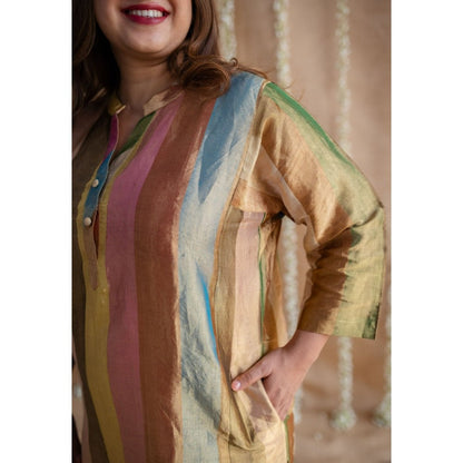The Indian Ethnic Co. Afsara Tissue Jhabba Kali Kurta
