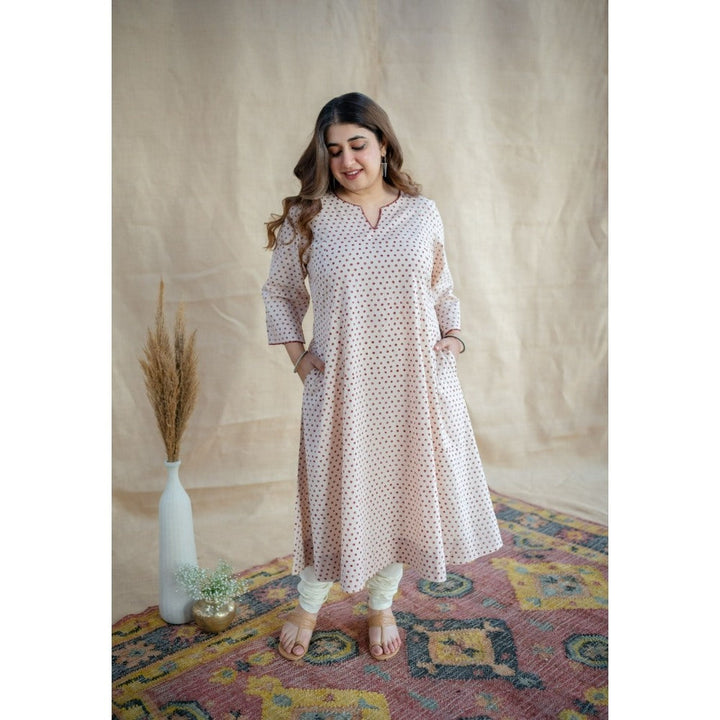 The Indian Ethnic Co. Gulnar Cotton Kali Hand Embroidered Kurta